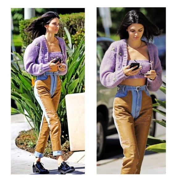 Vintage Leather Jeans Patchwork Crop Mom Denim XS - Picture 3 of 8